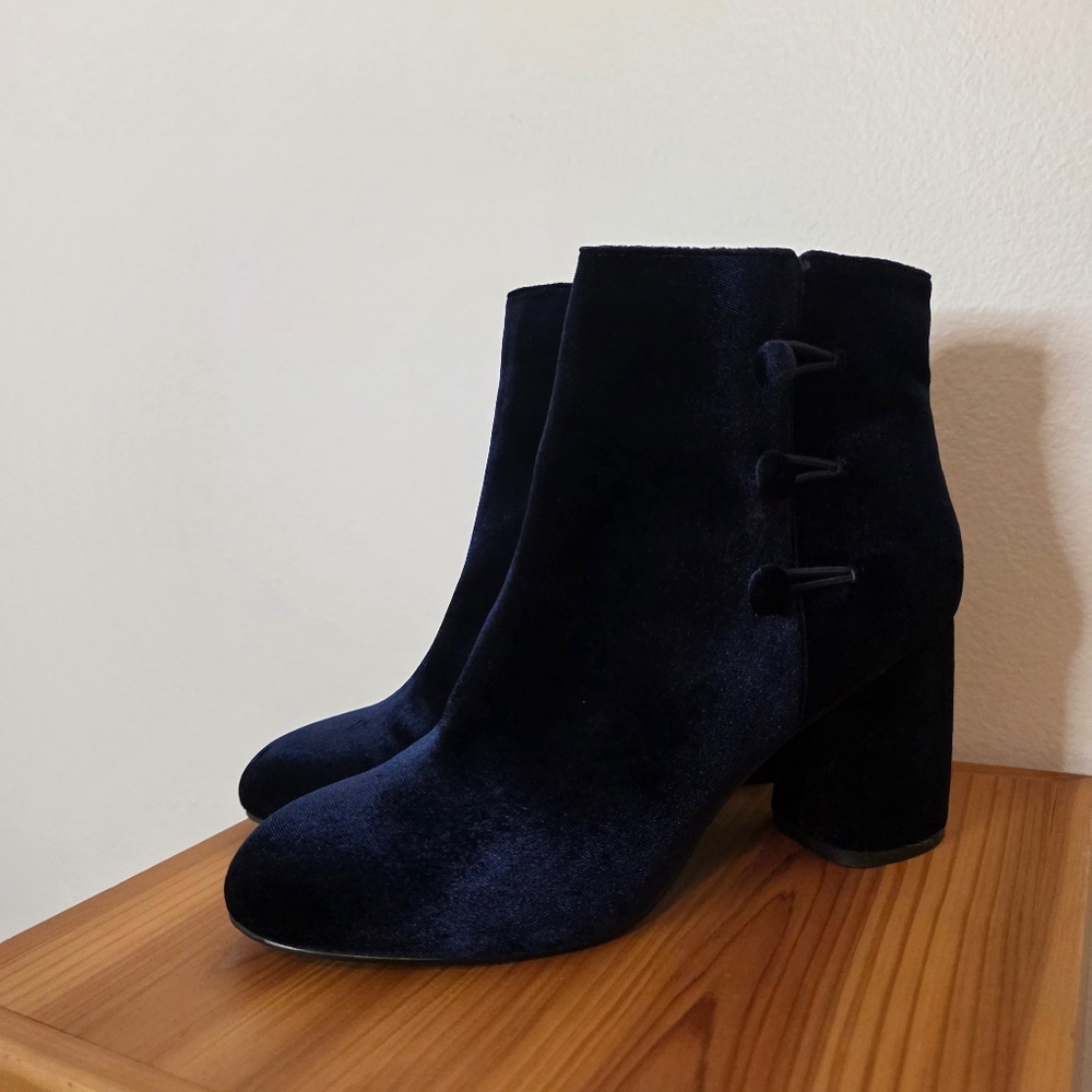 Nine West Navy Velvet Ankle Boots